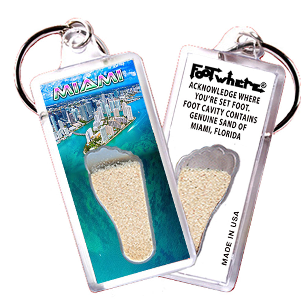 Miami FootWhere® Souvenir Keychain. 72 pieces/ 6 assorted styles.