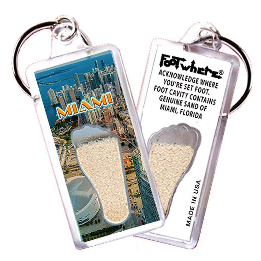 Miami FootWhere® Souvenir Keychain. 72 pieces/ 6 assorted styles.