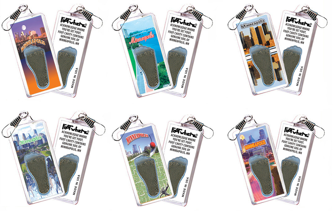 Minnenapolis FootWhere® Souvenir ZipperPull. 72 pieces/ 6 assorted styles.