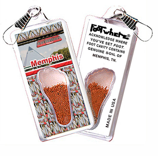 Memphis FootWhere® Souvenir Zipper-Pulls. 6 Piece Set. Made in USA