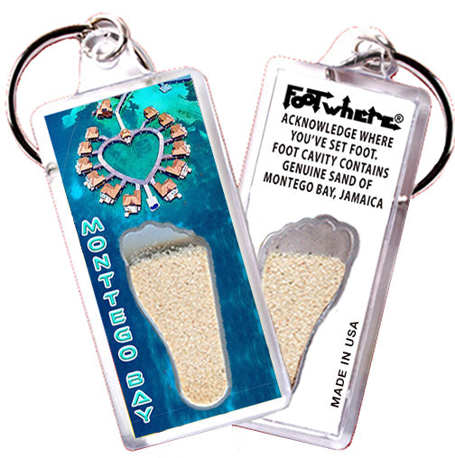 Montego Bay FootWhere® Souvenir Keychains. 6 Piece Set. Made in USA