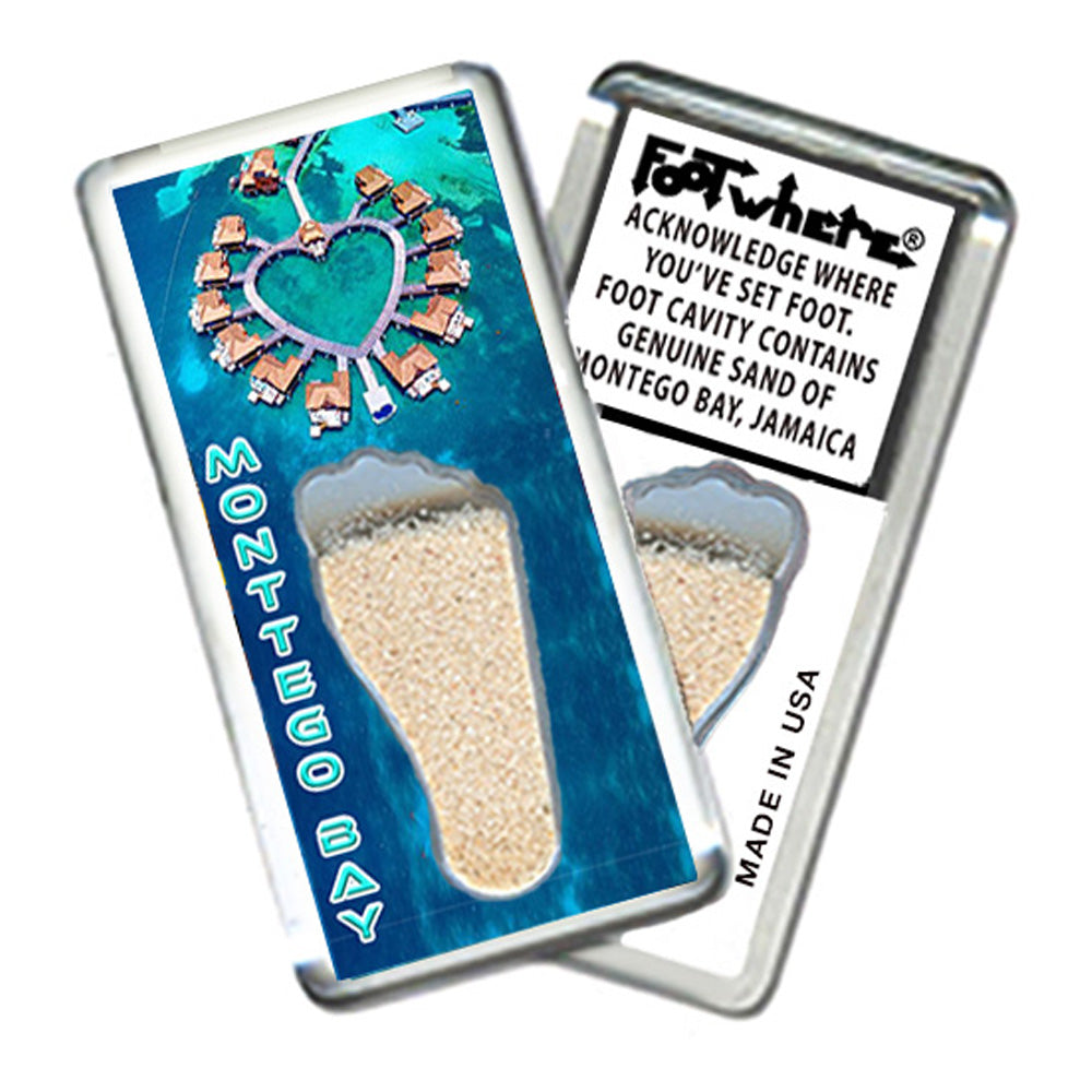 Montego Bay FootWhere® Souvenir Magnets. 6 Piece Set. Made in USA