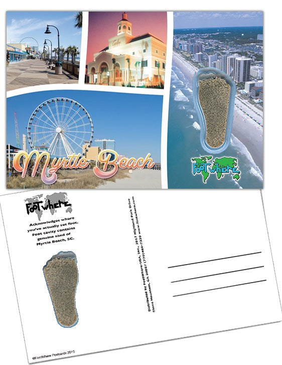 Myrtle Beach FootWhere® Souvenir Postcard. 144 Pieces/1 Gross. Made in USA