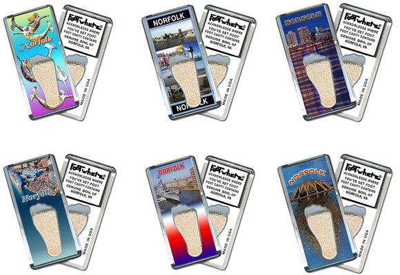 Norfolk FootWhere® Souvenir Magnet. 72 pieces/6 assorted styles.