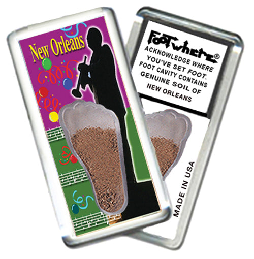 New Orleans FootWhere® Souvenir Magnets. 6 Piece Set. Made in USA