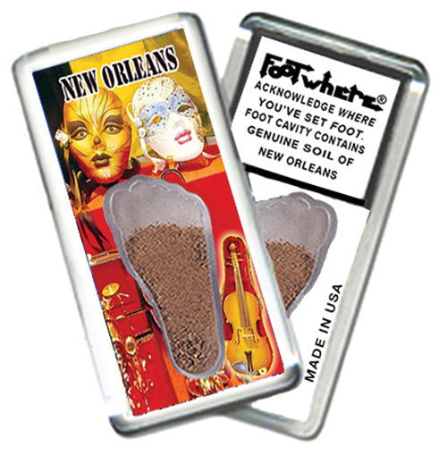 New Orleans FootWhere® Souvenir Magnets. 6 Piece Set. Made in USA