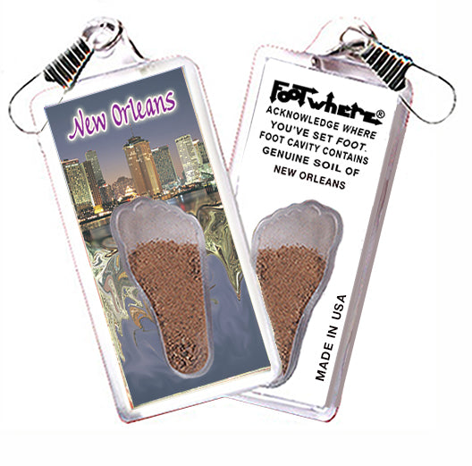 New Orleans FootWhere® Souvenir Zipper-Pulls. 6 Piece Set. Made in USA