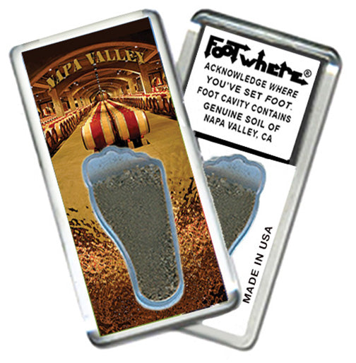 Napa Valley FootWhere® Souvenir Magnets. 6 Piece Set. Made in USA