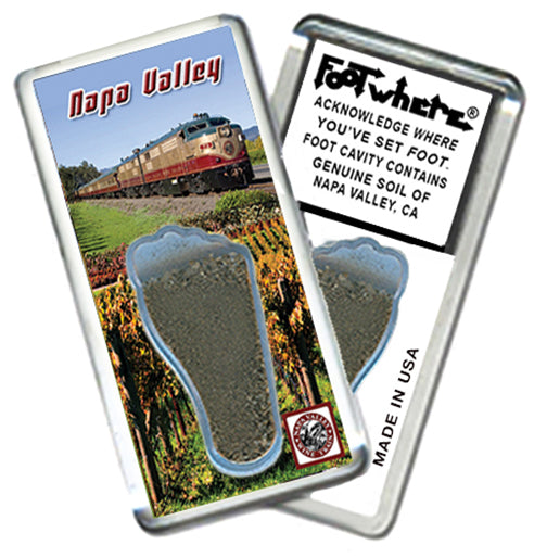 Napa Valley FootWhere® Souvenir Magnets. 6 Piece Set. Made in USA