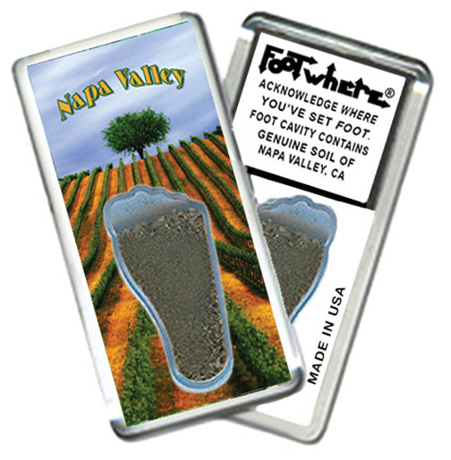 Napa Valley FootWhere® Souvenir Magnets. 6 Piece Set. Made in USA