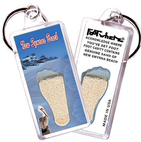 New Smyrna Beach FootWhere® Souvenir Keychain. 72 pieces/6 assorted styles.