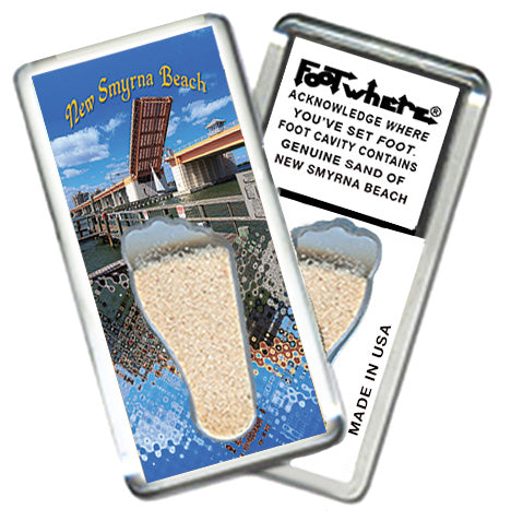 New Smyrna Beach FootWhere® Souvenir Fridge Magnets. 6 Piece Set. Made in USA