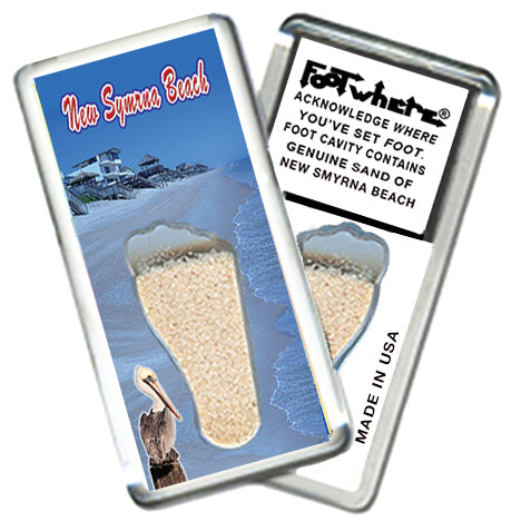 New Smyrna Beach FootWhere® Souvenir Fridge Magnets. 6 Piece Set. Made in USA
