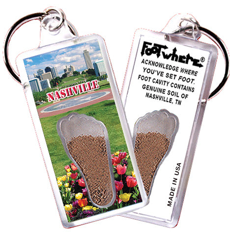 Nashville FootWhere® Souvenir Keychains. 6 Piece Set. Made in USA