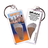 New York City  FootWhere® Souvenir Keychains. 6 Piece Set. Made in USA