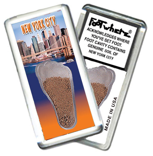 New York City  FootWhere® Souvenir Magnets. 6 Piece Set. Made in USA