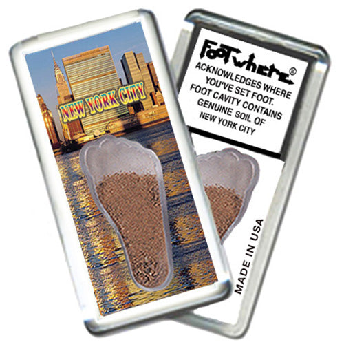 New York City  FootWhere® Souvenir Magnets. 6 Piece Set. Made in USA