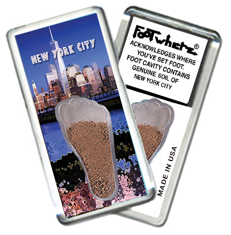 New York City  FootWhere® Souvenir Magnets. 6 Piece Set. Made in USA