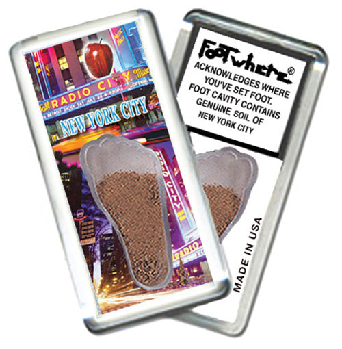 New York City  FootWhere® Souvenir Magnets. 6 Piece Set. Made in USA