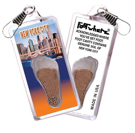 New York City  FootWhere® Souvenir Zipper-Pulls. 6 Piece Set. Made in USA