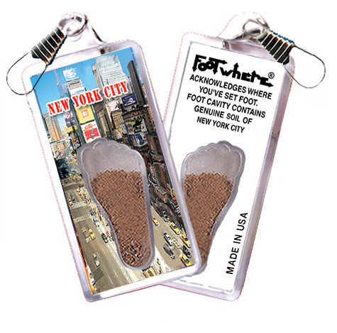 New York City  FootWhere® Souvenir Zipper-Pulls. 6 Piece Set. Made in USA