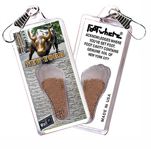 New York City  FootWhere® Souvenir Zipper-Pulls. 12 Piece Set. Made in USA