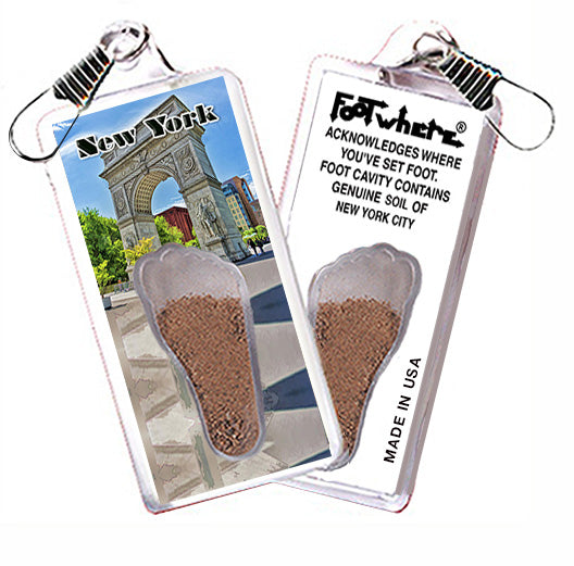 New York City  FootWhere® Souvenir Zipper-Pulls. 12 Piece Set. Made in USA