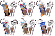 New York City  FootWhere® Souvenir Keychains. 6 Piece Set. Made in USA