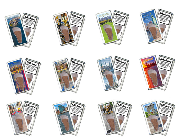 New York City FootWhere® Souvenir Fridge Magnet. 72. pieces/ 12 assorted styles.