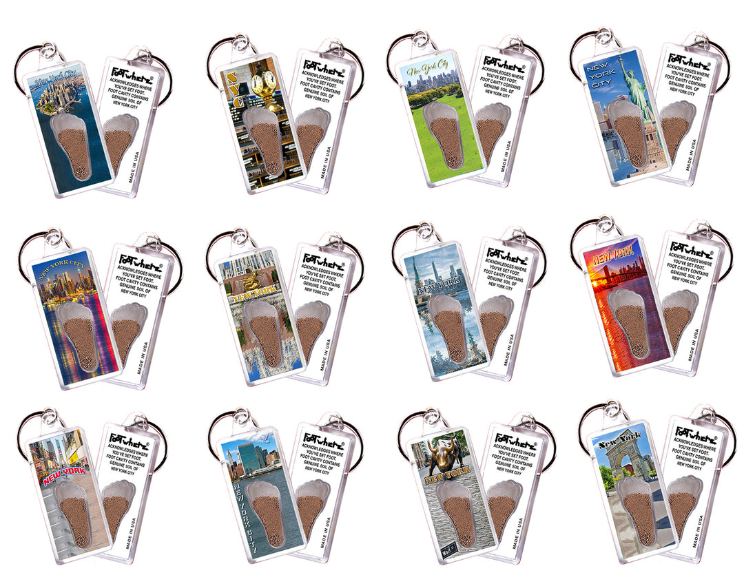 New York City FootWhere® Souvenir Keychain 72. pieces/ 12 assorted styles.