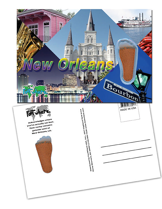 New Orleans FootWhere® Souvenir Postcard. 144 Pieces/1 Gross. Made in USA