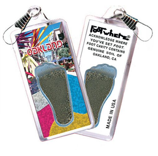 Oakland FootWhere® Souvenir Zipper-Pulls. 6 Piece Set. Made in USA