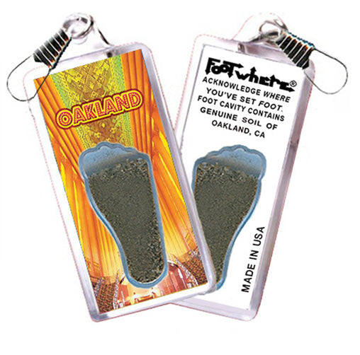 Oakland FootWhere® Souvenir Zipper-Pulls. 6 Piece Set. Made in USA