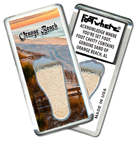 Orange Beach FootWhere® Souvenir Magnet. Made in USA