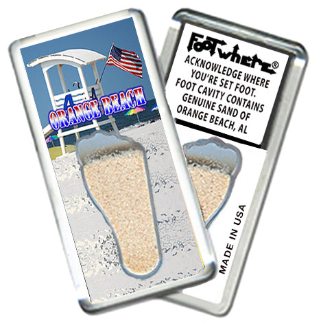 Orange Beach FootWhere® Souvenir Magnet. Made in USA