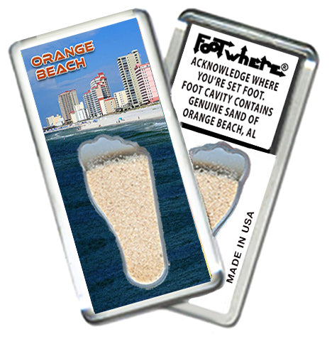 Orange Beach FootWhere® Souvenir Magnet. Made in USA