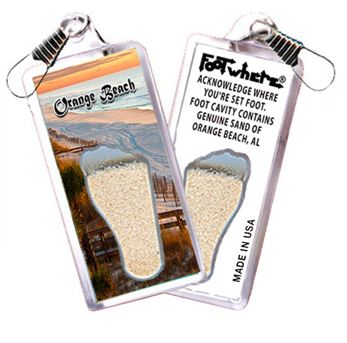 Orange Beach FootWhere® Souvenir Zipper-Pull. Made in USA