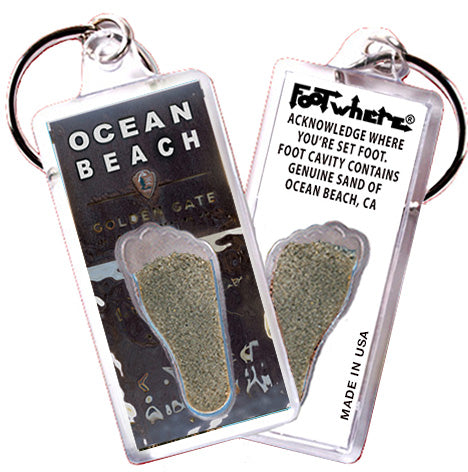 Ocean Beach FootWhere® Souvenir Keychain. 72 pieces/6 assorted styles.