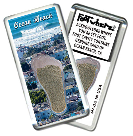 Ocean Beach FootWhere® Souvenir Magnet. Made in USA