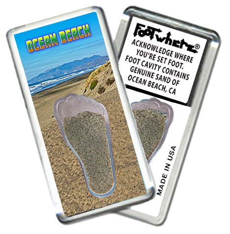 Ocean Beach FootWhere® Souvenir Magnet. Made in USA