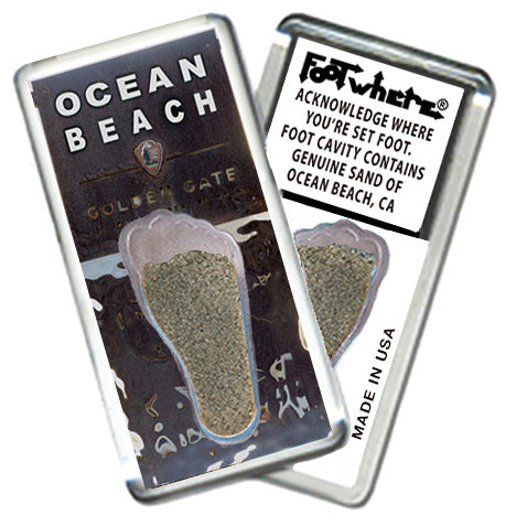 Ocean Beach FootWhere® Souvenir Magnet. Made in USA