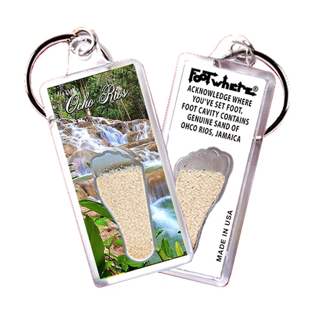 Ocho Rios FootWhere® Souvenir Keychains. 6 Piece Set. Made in USA