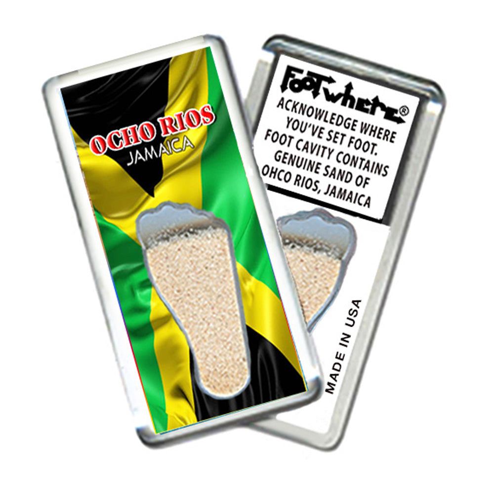 Ocho Rios FootWhere® Souvenir Magnets. 6 Piece Set. Made in USA