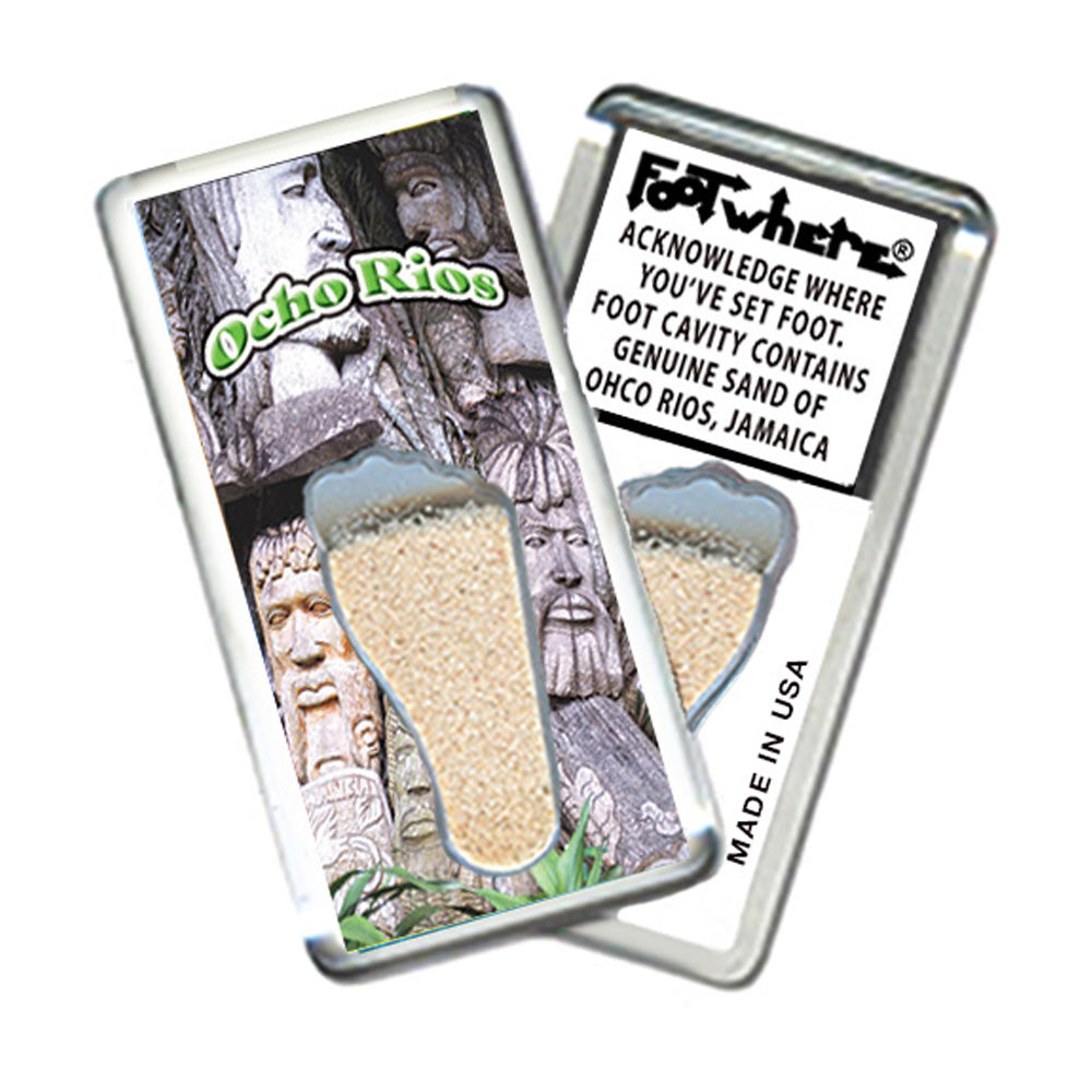 Ocho Rios FootWhere® Souvenir Magnets. 6 Piece Set. Made in USA