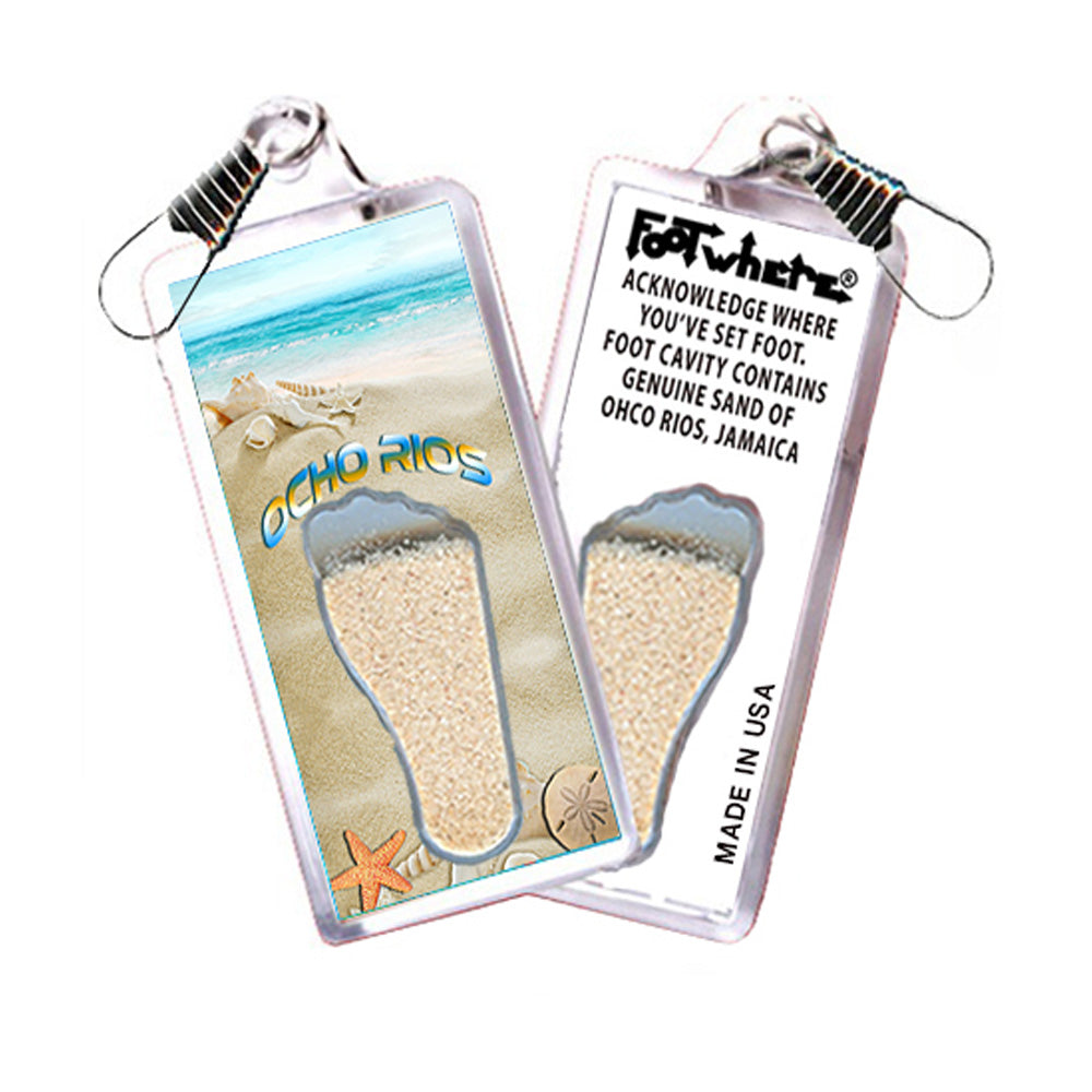 Ocho Rios FootWhere Souvenir Zipper-Pulls. 6 Piece Set. Made in USA