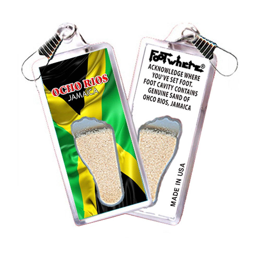 Ocho Rios FootWhere Souvenir Zipper-Pulls. 6 Piece Set. Made in USA