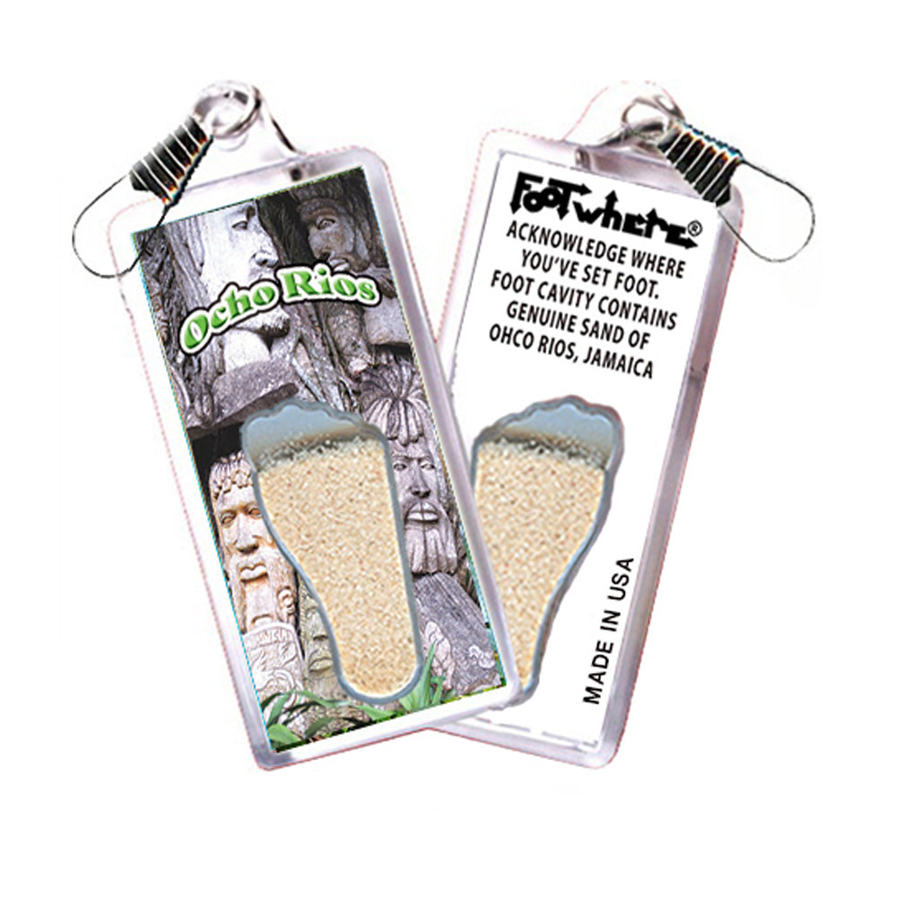 Ocho Rios FootWhere Souvenir Zipper-Pulls. 6 Piece Set. Made in USA