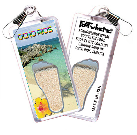 Ocho Rios FootWhere Souvenir Zipper-Pulls. 6 Piece Set. Made in USA