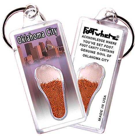 Oklahoma City FootWhere® Souvenir Keychains. 6 Piece Set. Made in USA