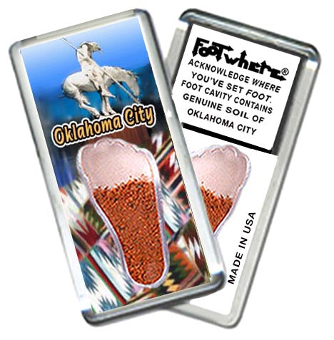 Oklahoma City FootWhere® Souvenir Magnets. 6 Piece Set. Made in USA